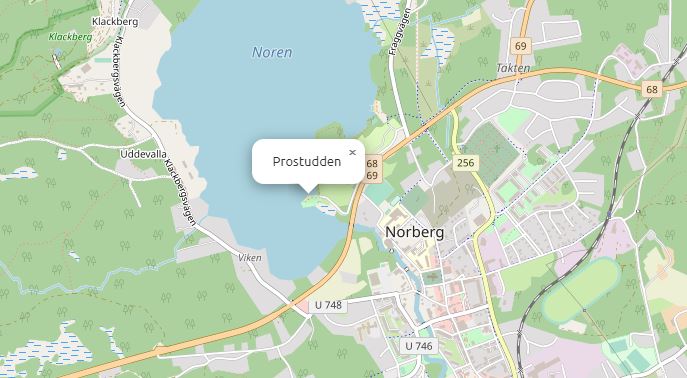 Karta över hundbadplats i Norberg
